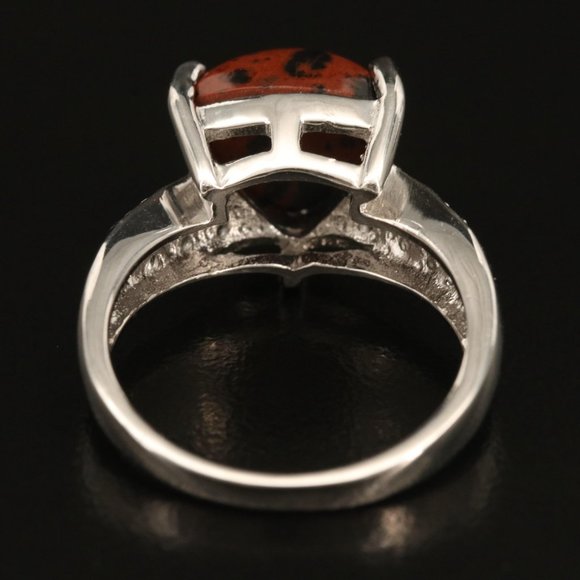 Sterling Mahogany Obsidian and White Topaz Ring - Picture 3 of 4